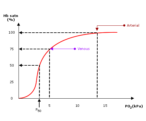 Fig 1b Haemoglobin Oxygen Dissociation Curve Showing Normal Points